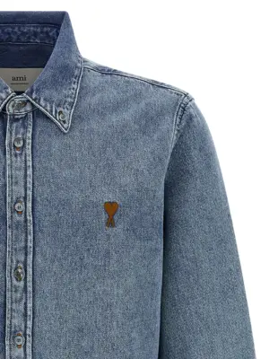 'Ami de Coeur' denim shirt Man AMI PARIS Blue