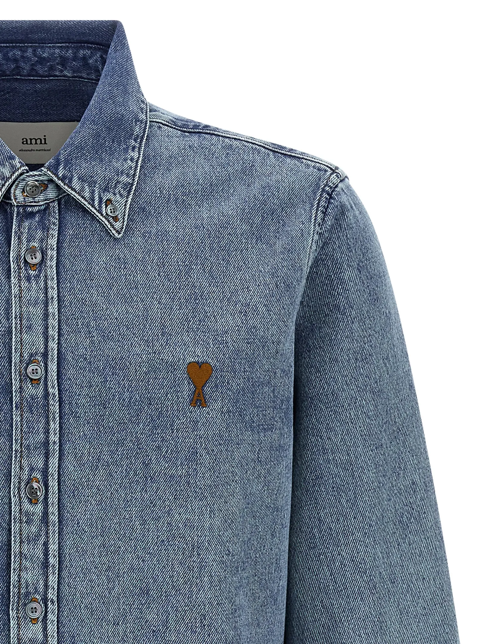 Сорочка джинсова Ami Paris Ami De Coeur Синя 3 'Ami de Coeur' denim shirt Man AMI PARIS Blue