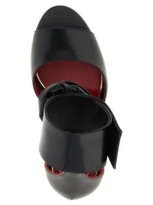 Valentino Garavani 'Drip Rose' sandals 50% calf leather 50% goat leather VALENTINO GARAVANI Black