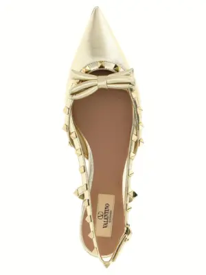 Valentino Garavani 'Rockstud' slingback 100% leather VALENTINO GARAVANI Gold