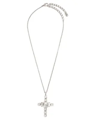 Rhinestone cross necklace WNR8S8W111187655 DOLCE & GABBANA Silver