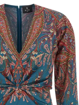 Floral printed dress Woman ETRO Blue
