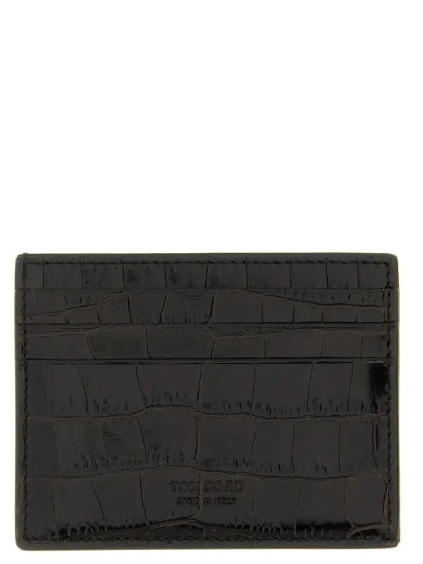 Crocodile leather card holder TOM FORD Brown