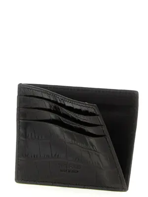 Crocodile leather card holder Man TOM FORD Brown