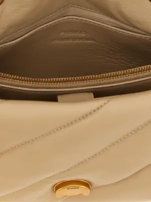 'Love Mini Puff' crossbody bag 100% sheepskin PINKO Beige