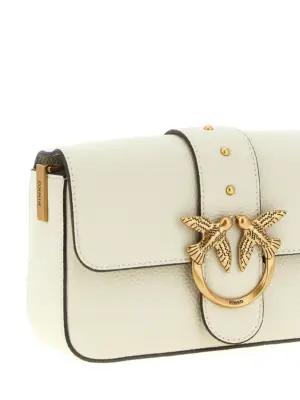 'Love One Mini' crossbody bag 100% goat leather (Capra Hircus Hircus) PINKO White