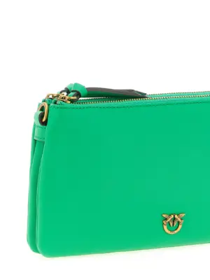 'Double' mini crossbody bag 100% calfskin leather (Bos Taurus) PINKO Green