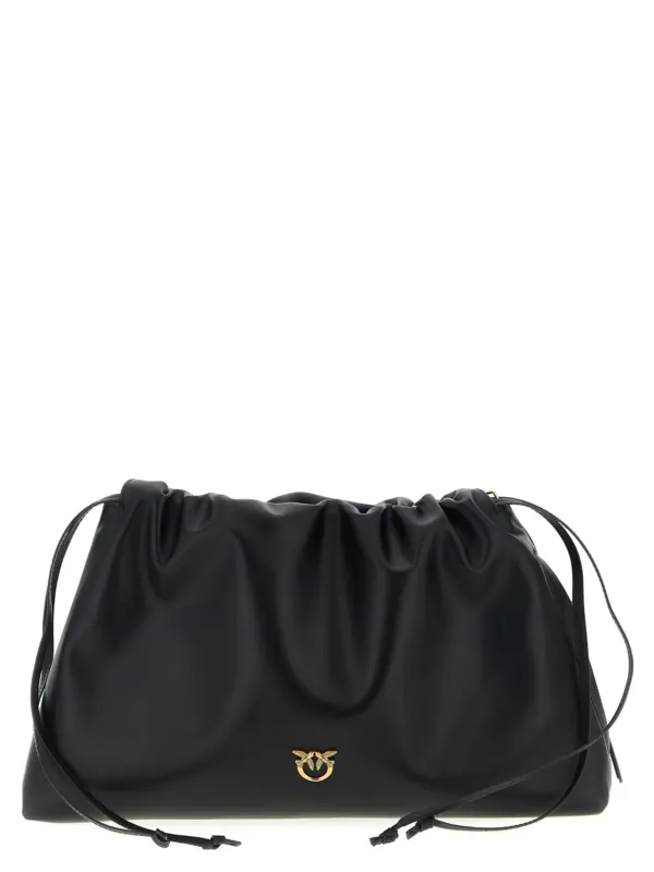 Maxi leather clutch PINKO Black