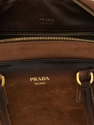 Medium 'Prada Bowling' top case 100% calfskin leather (Bos Taurus) PRADA Brown