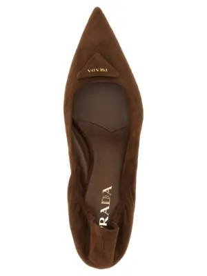 Suede pumps 100% lamb leather (Ovis aries) PRADA Brown