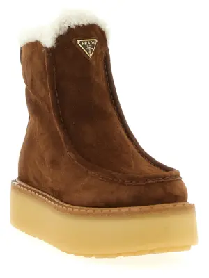 Suede ankle boots 1T136OFZG50JFTF0324 PRADA Brown