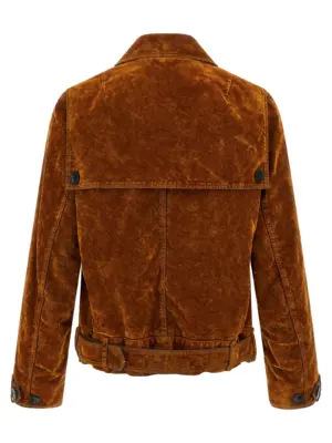 Velvet biker jacket 2520205792392105 DRIES VAN NOTEN Brown