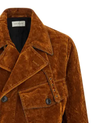 Velvet biker jacket Man DRIES VAN NOTEN Brown