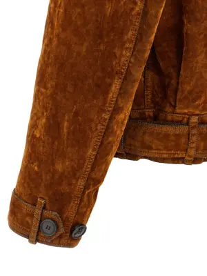 Velvet biker jacket 100% cotton DRIES VAN NOTEN Brown