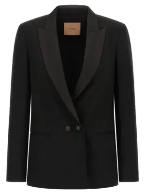 Satin lapel blazer TWIN SET Black