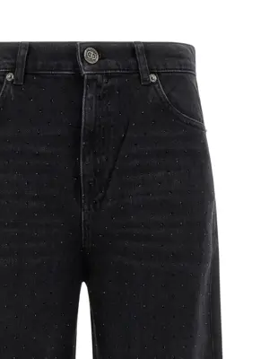 Crystal jeans Woman TWIN SET Black