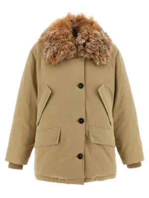 Fur collar jacket PRADA Beige