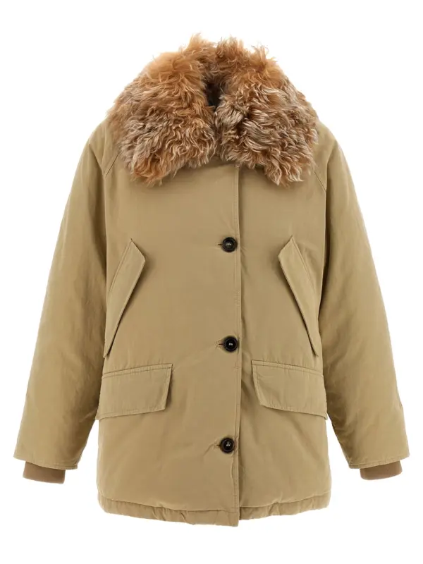 Fur collar jacket PRADA Beige