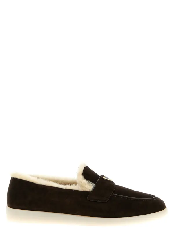 Suede loafers PRADA Brown