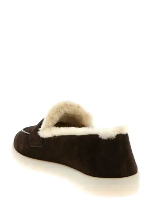 Suede loafers Man PRADA Brown