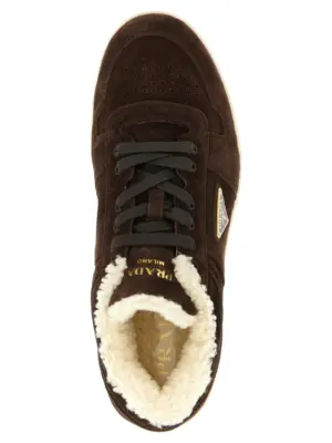 'Downtown' sneakers 100% calfskin leather (Bos Taurus) PRADA Brown