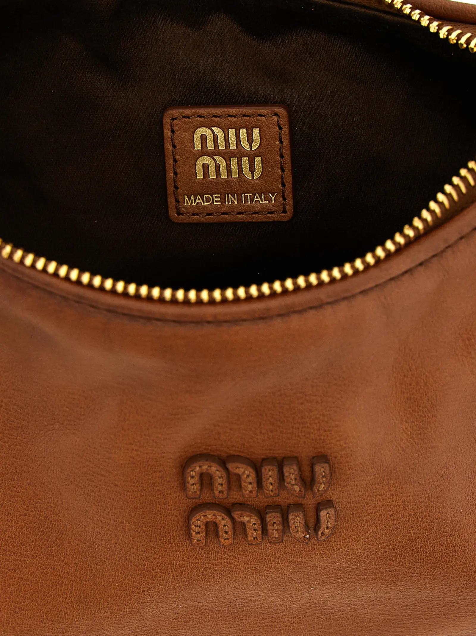 Сумка Hobo Wander Miu Miu Коричнева 4 'Hobo Wander' handbag 100% calfskin leather (Bos Taurus) MIU MIU Brown