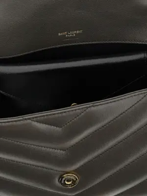 'Loulou' medium shoulder bag 100% lamb leather (Ovis aries) SAINT LAURENT Brown