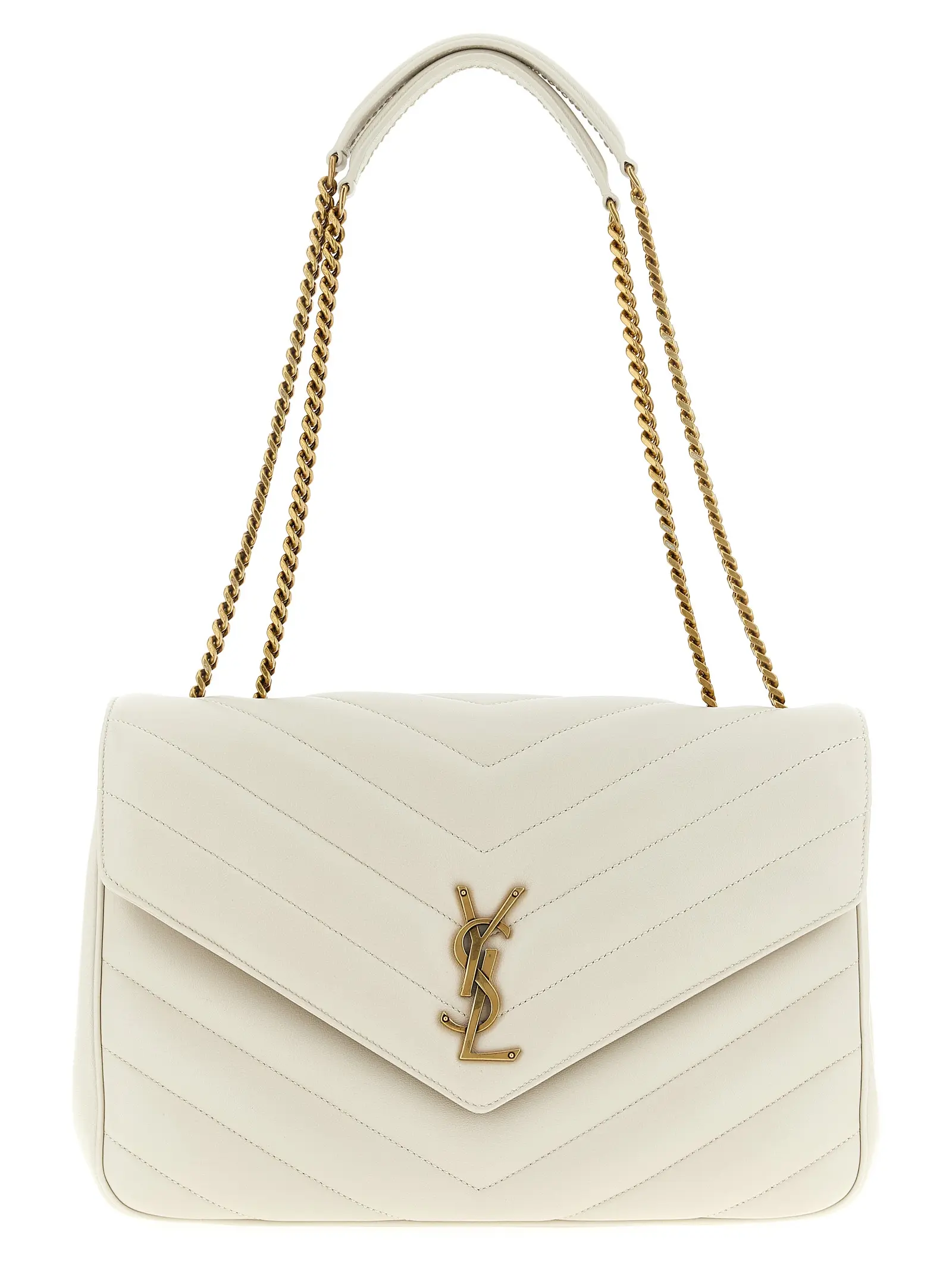 Велика сумка через плече Loulou Saint Laurent Бежева 1 'Loulou' large shoulder bag SAINT LAURENT Beige