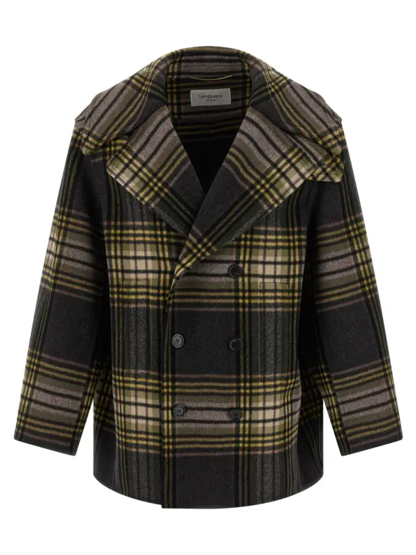 Caban coat SAINT LAURENT Multicolor