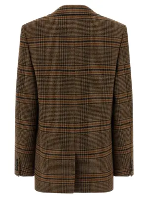 Prince of Wales Wool blazer 842593Y9I702849 SAINT LAURENT Brown