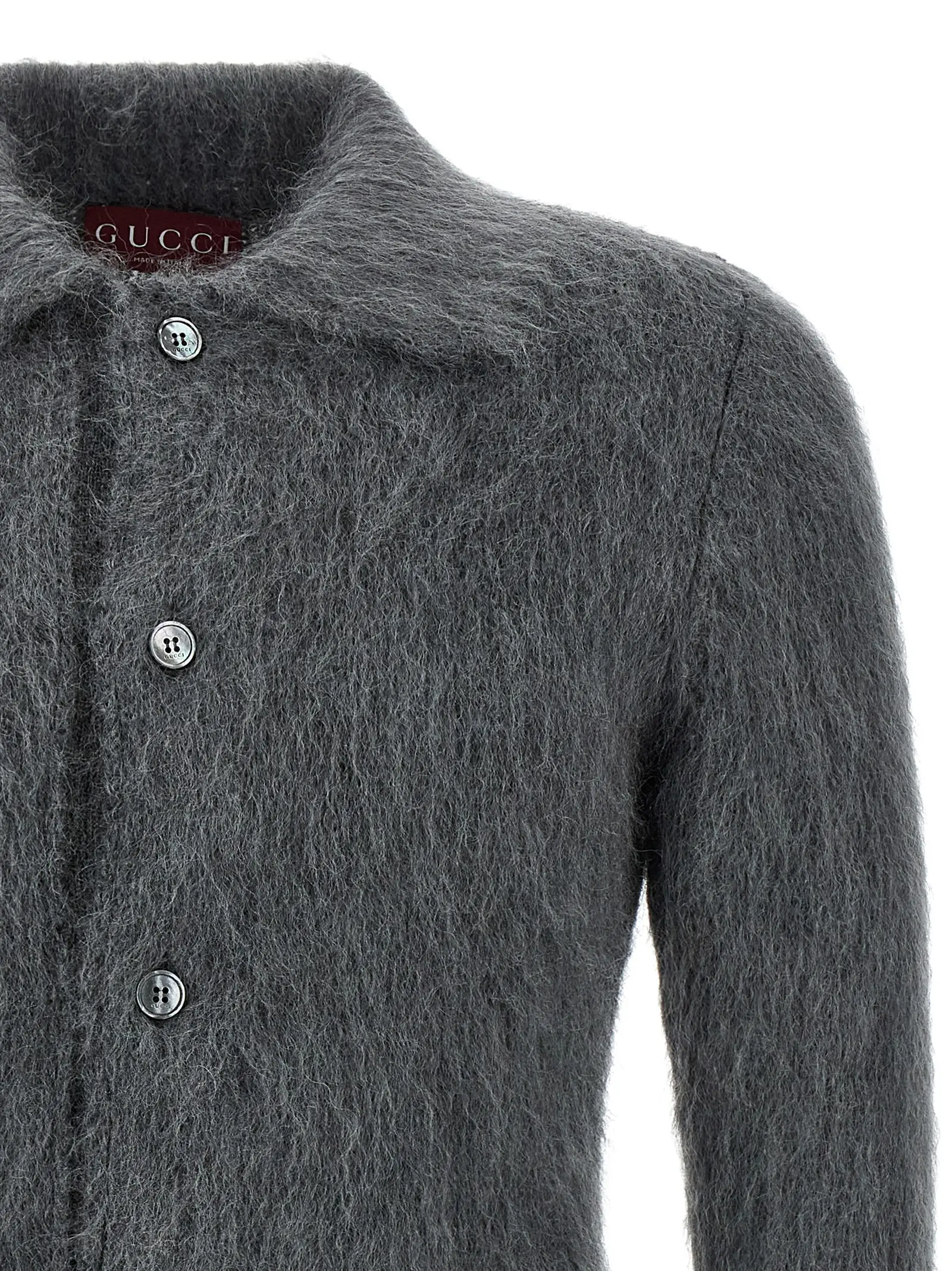 Кардиган мохеровий Gucci Сірий 3 Mohair wool cardigan Man GUCCI Gray