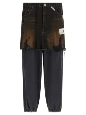 'Waist Layered Denim' pants MAISON MIHARA YASUHIRO Black