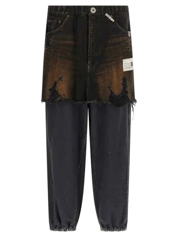 'Waist Layered Denim' pants MAISON MIHARA YASUHIRO Black