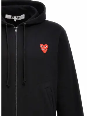 'Double Heart' hoodie Man COMME DES GARÇONS PLAY Black