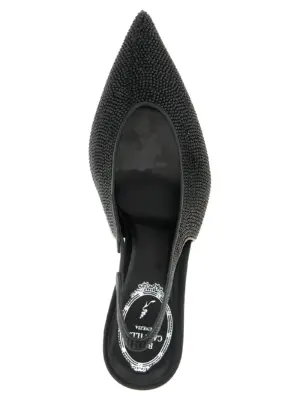'Jinny' slingback 100% glass stone RENÉ CAOVILLA Black
