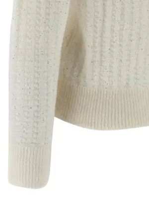 Tricot cardigan 60% polyamide 32% alpaca wool 8% virgin wool PESERICO White