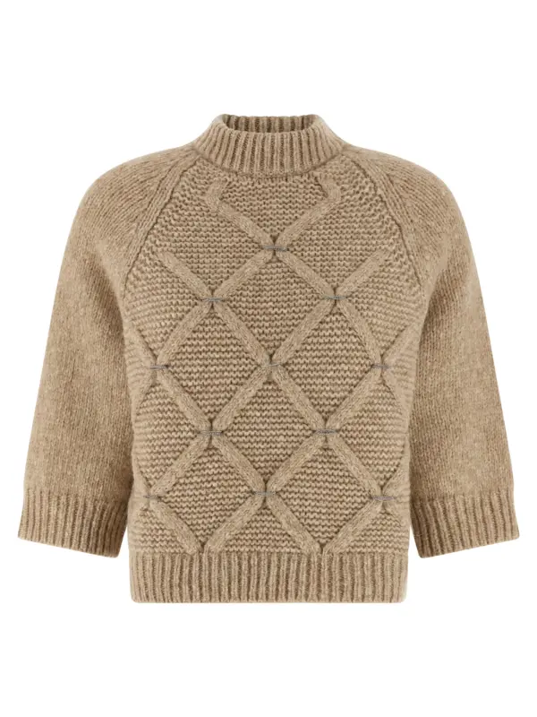 Jewel diamond sweater PESERICO Beige