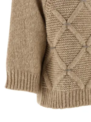 Jewel diamond sweater 55% alpaca wool 23% virgin wool 22% polyamide PESERICO Beige