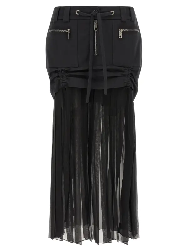 Twill and chiffon skirt DOLCE & GABBANA Black