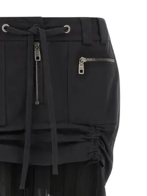 Twill and chiffon skirt Woman DOLCE & GABBANA Black