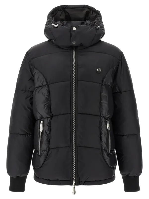 Logo patch down jacket PHILIPP PLEIN Black