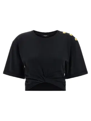 Knotted crop t-shirt BALMAIN Black