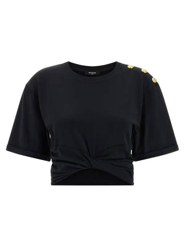 Knotted crop t-shirt BALMAIN Black
