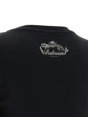 Knotted crop t-shirt 100% cotton BALMAIN Black