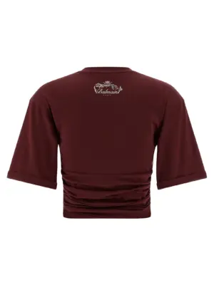 Knotted crop t-shirt FF0EE012GF23QEA BALMAIN Bordeaux