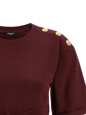 Knotted crop t-shirt Woman BALMAIN Bordeaux