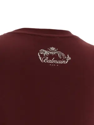 Knotted crop t-shirt 100% cotton BALMAIN Bordeaux