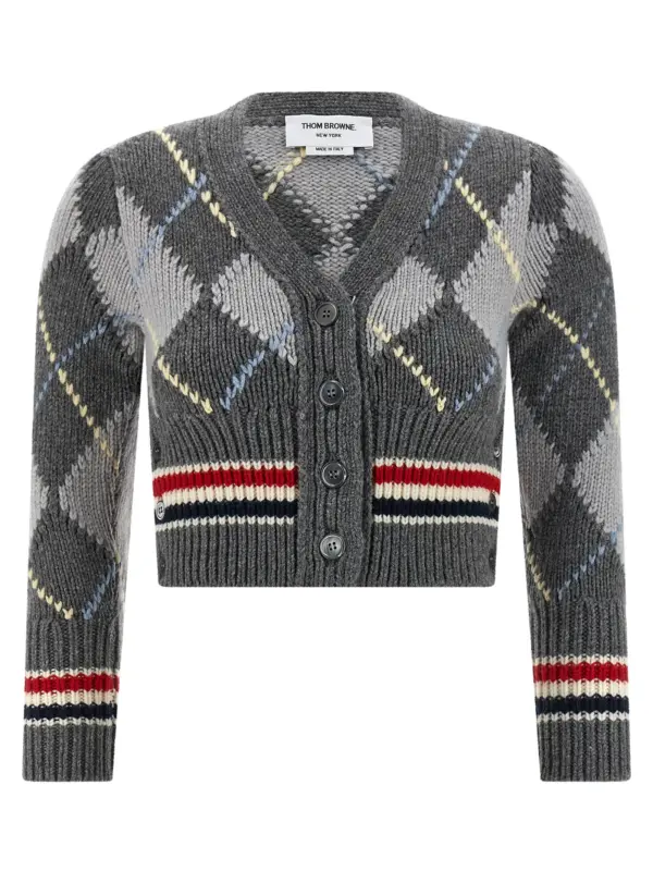 Cardigan Argyle THOM BROWNE Gray