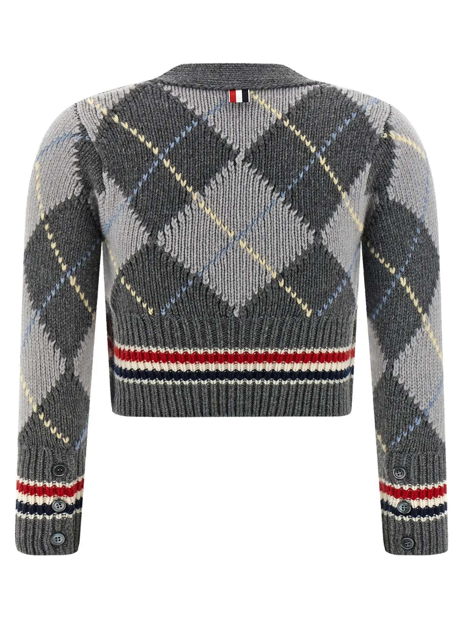 Кардиган Argyle Thom Browne Сірий 2 Cardigan Argyle FKC679AY1029982 THOM BROWNE Gray