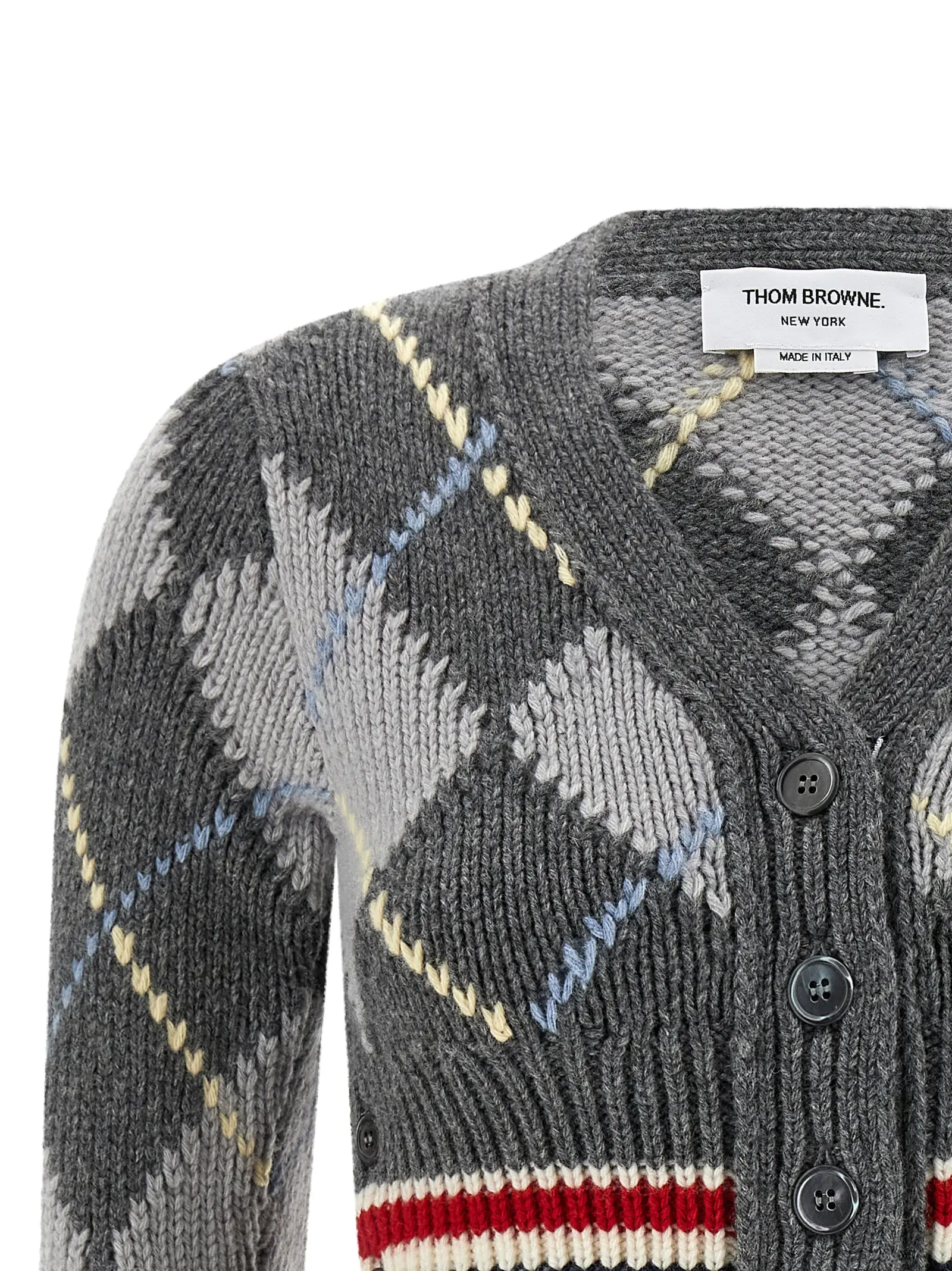 Кардиган Argyle Thom Browne Сірий 3 Cardigan Argyle Woman THOM BROWNE Gray